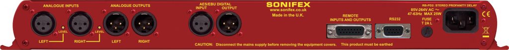 Sonifex RB-PD2 Audio Broadcast Profanity Delay - Rear Panel