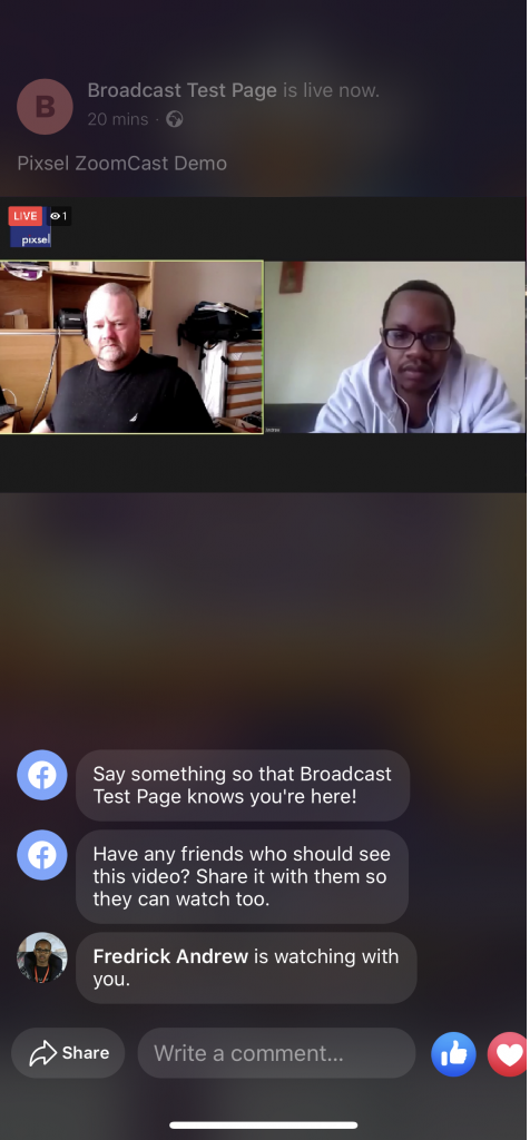 zoomcast steaming to facebook live